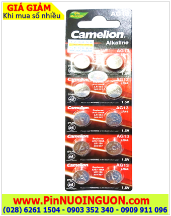 COMBO vỉ 10viên Pin cúc áo 1.5v Alkaline Camelion AG13-LR44-A76 chính hãng _Giá chỉ 29.000đ/ Vỉ 10 viên